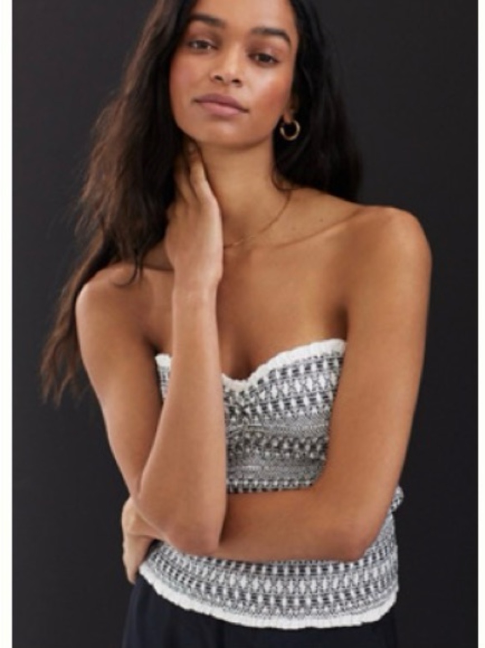Anthropologie White and Black Knit Strapless Camisole
